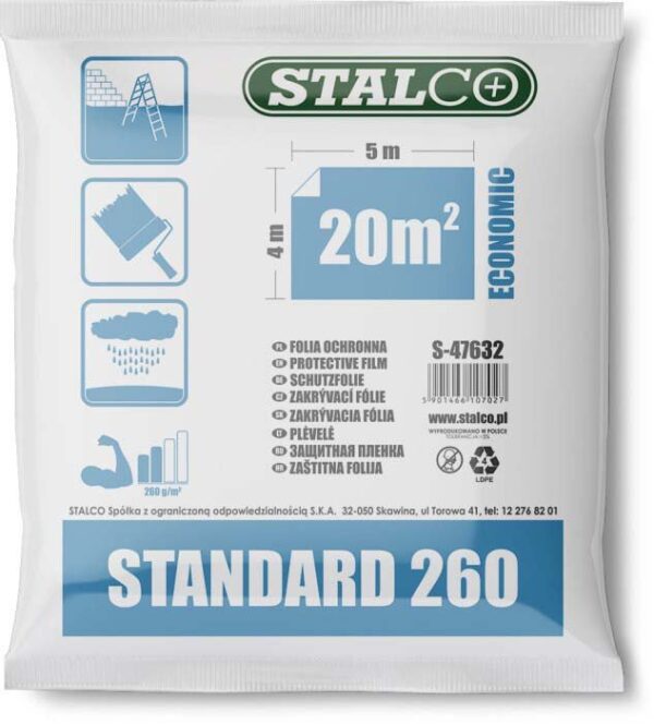 STALCO Zakrývacia fólia - 4 x 5 m ; HDPE ; 60 g ; tenká