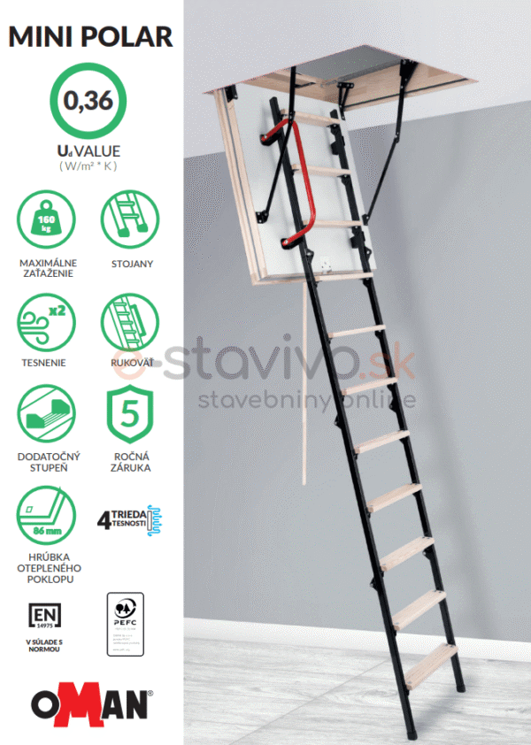 Podkrovné schody OMAN MINI POLAR 90X60 H265 FSC TSS30131